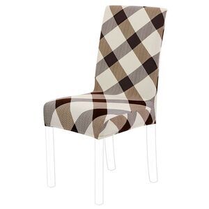 Dining Chair Cover Stretch Chair Protector Spandex Seat Cover Plaid Pattern